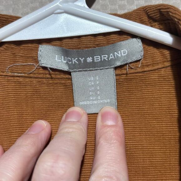 Lucky Brand Women's Small Brown Tan Corduroy Shirt Dress Button Front Belt - Picture 4 of 9